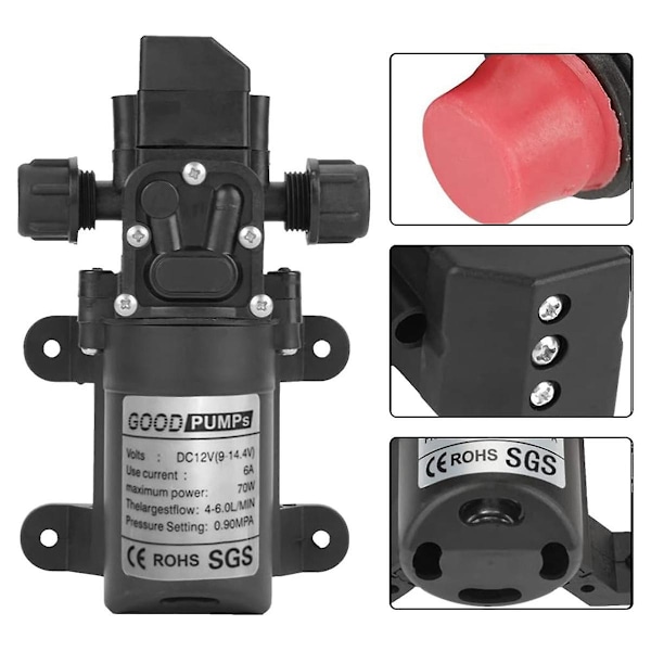 12V vandpumpe, 12 volt vandpumpe, DC 12V 6A 70W elektrisk vandpumpe, selvpumpende vandpumpe-højt tryk, 12V pumpe