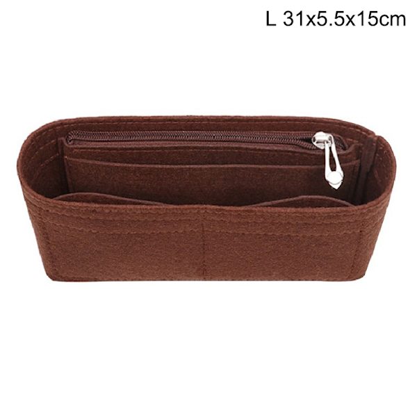 Multi-Pocket Damväska i filttyg Kaffe Coffee L