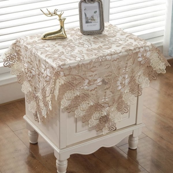 IC Lyxig fyrkantig liten duk Elegant blommig broderad spetsduk för festkök Matsal Picknickdekoration (Typ K, 22\"x22\")