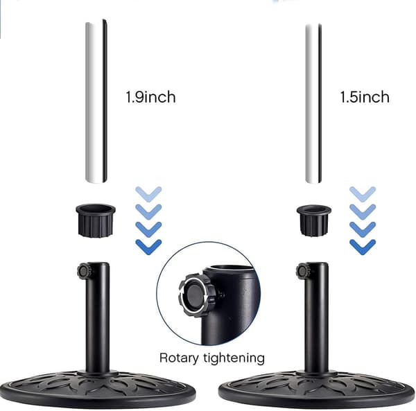 Universal Patio Parasolfod Reduktionsring Sæt Med M8 Udskiftningsskrue, HDPE Plast Til Have Balkon Pool Strand, Sort