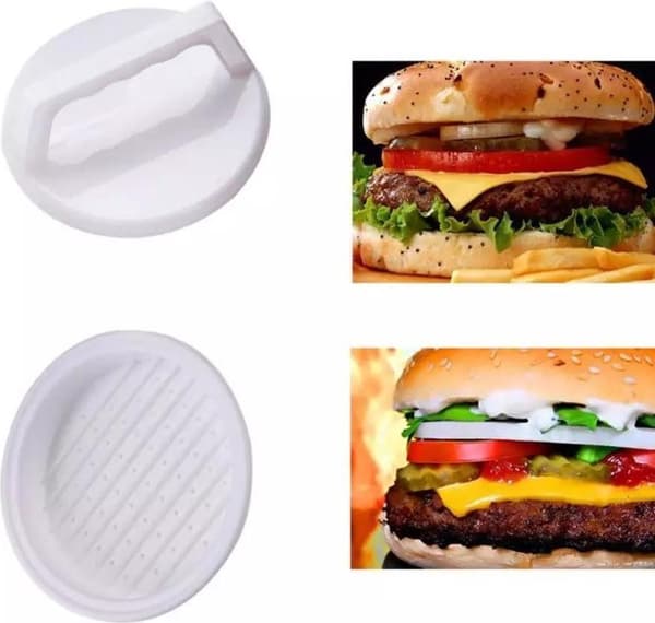Hvit hamburgerpresse i plast