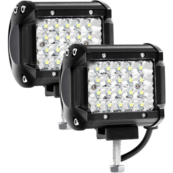 12V 144W 4'' LED Arbeidslys - IP67 Vanntett LED Spotlys for Bil Lastebil Traktor SUV Båt - Spot Flood LED Tåkelys 10 500lm (2 STK), av DEBUNS