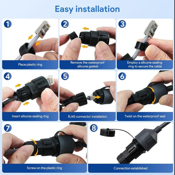 Starlink Gen 3/Mini Ethernet-sovitin – vedenpitävä SPX–RJ45-jatkoliitin