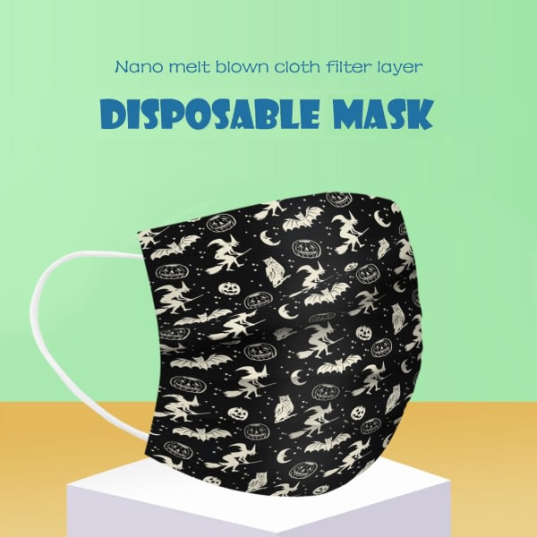Halloween engångstryckt mask med 3 lager smältblåst printed