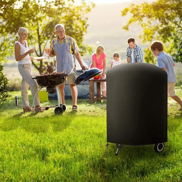 30*30*36\" Grillhætte - 210D Oxford BBQ Cover, Vandtæt, UV- og rivefast - Rund - 76*76*91 cm - Sort