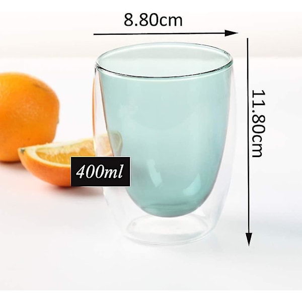 Dubbelväggig glaskaffe. 400 ml Latte-glas. Dubbelskiktat glaskaffe