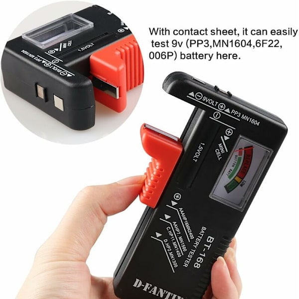Universal Batteritester, Batterispenningstester for AA AAA CD 9V Knappebatterier 1.5V
