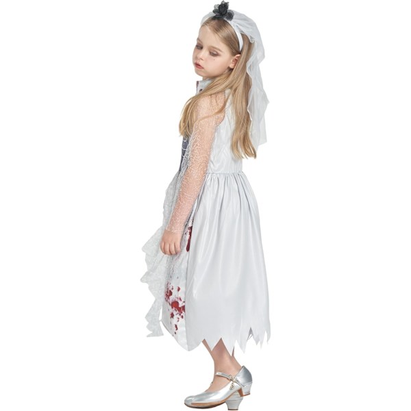 Zombie Halloween Kostume, Piger Drenge Kvinder Cheerleader Gymnasie Fange Brud Sygeplejerske Store Børn Fantasy Outfit Blood Bride 4-6 ans