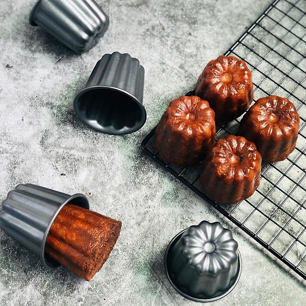 Canele-form, Canele-muffinsform, 6 stk. Non-stick Canele-form grå-svart Canneles