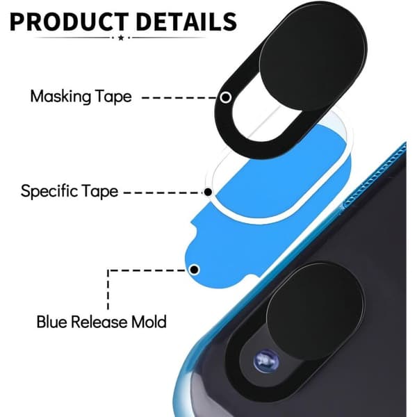 20-pak Webcam Cover, Computer Kamera Cover Webcam Cover Laptop PC Databeskyttelse Webcam Cover til Smartphones, Tablets, Macbook, Laptop Sort