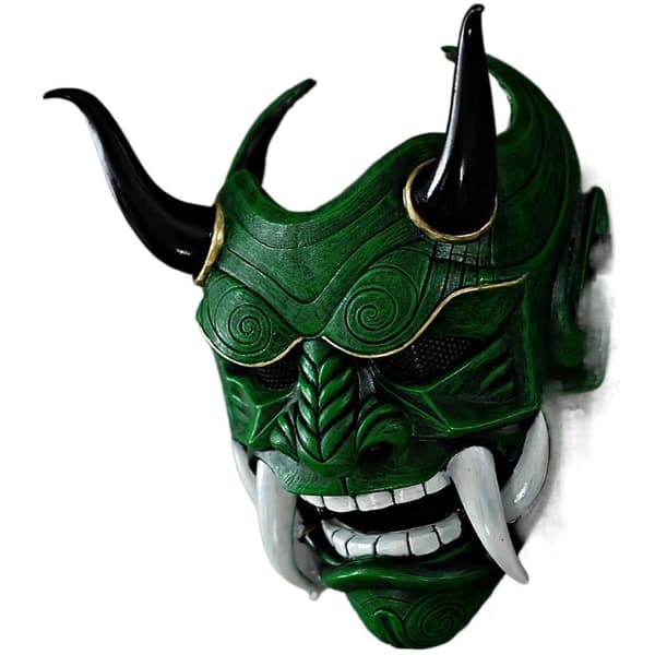 Halloween Akabane Mask Huvudbonad Samurai Noh Kabuki Prajna Devil Cosplay Mask Röd Red