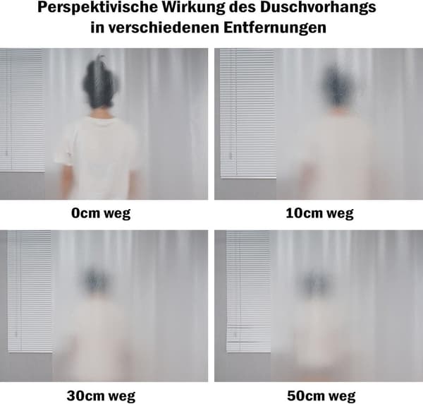 Tjockare Transparent Duschdraperi, Frostat 3D PEVA, Vattentätt, Vit, 180x180cm