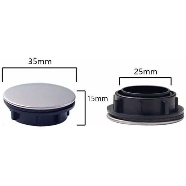 2-pakning kjøkkenvaskhulldeksler for kjøkkenvask, kranhull, baderomskranhulldeksel, rustfritt stål vask overløpsdeksler (35 mm), D