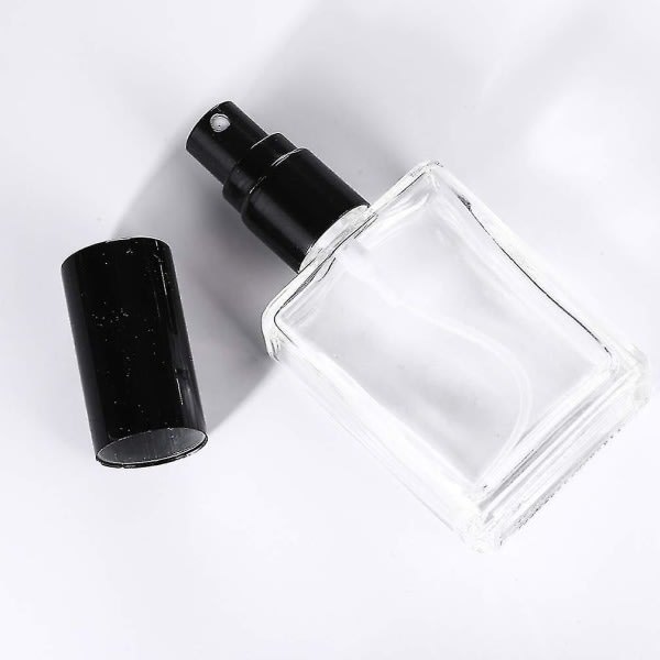 15 ml påfyllningsbar parfymsprayflaska fyrkantig tom glas parfymflaska, svart lås 4st
