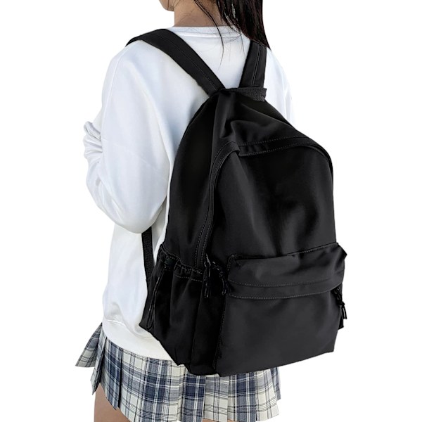 Women's School Backpack Casual School Bag 14 Inch Laptop Backpack Work Day Backpack (Black)