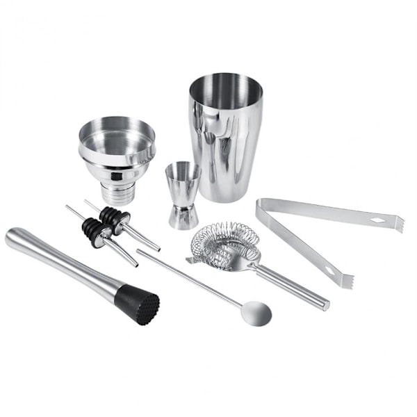 8-delad cocktailset, barset, shaker 550ml - Rostfritt stål Silver Silver