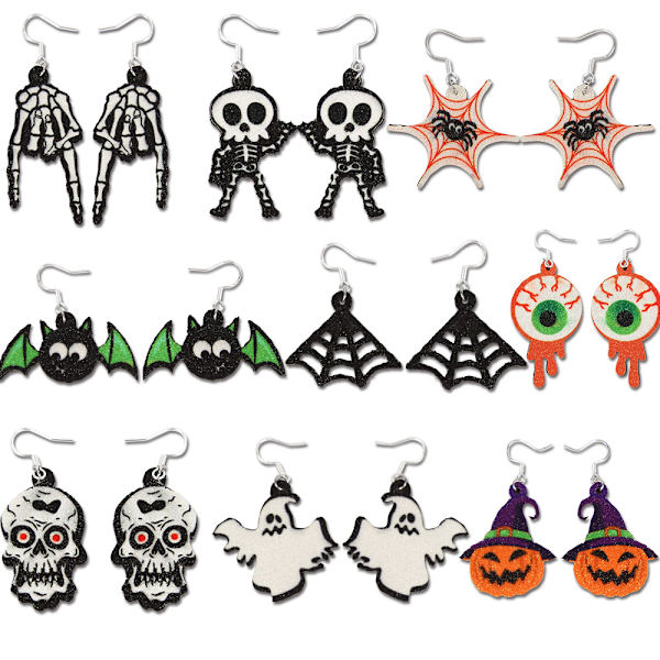 Uudet Halloween-sarjan korvakorut, kauhu kallo silmäpendantti korvakorut haamujuhlan koristelu MJ51 luova koru Spider Web earrings