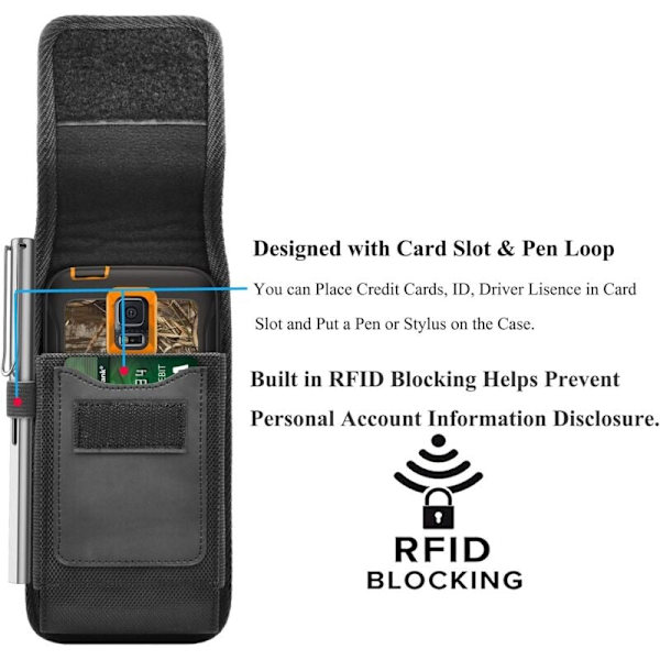 iPhone 15 Pro Max Etui (6,7 tommer) med Nylon Bælteklips, Telefonholder
