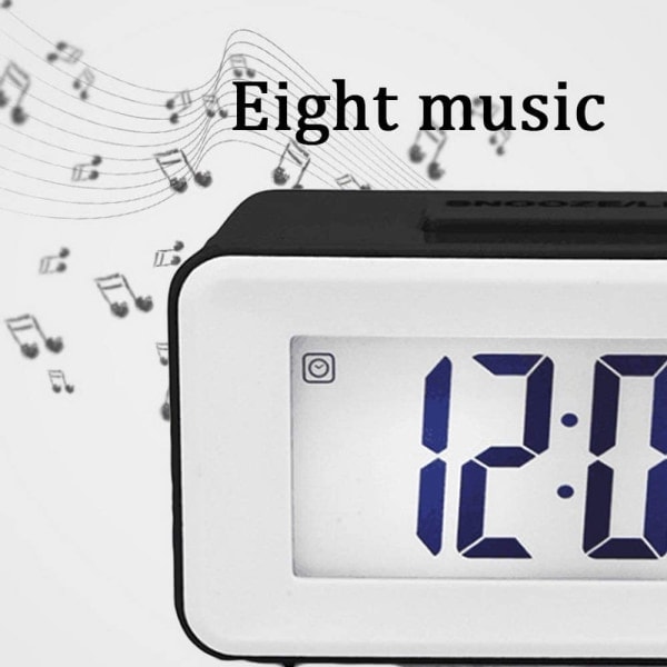 IC Digital LED-väckarklocka Datum Temperatur Musik Batteridriven, Svart