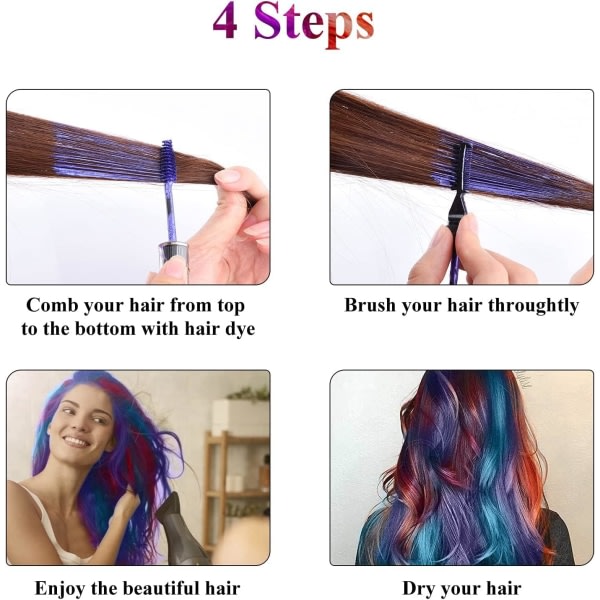 Hårkritor för flickor, hårkrita, tillfällig hårfärgsspray, hårmascara, färgad hårspray för barn, tvätta in tvätta ut hårfärg-5st
