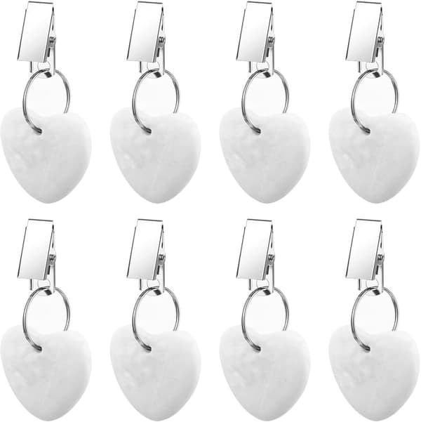 8 dukvekter - 4*4 cm, marmor og hjerteformet - for piknik, camping, bryllup - hvit
