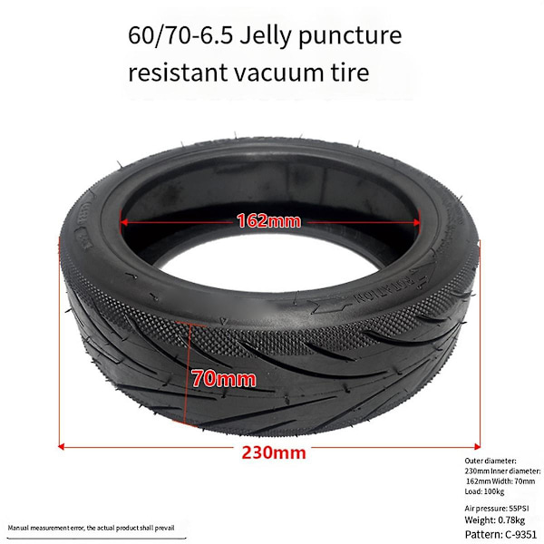 Elektrisk scooter 60/70-6.5 punkteringsfri vakuumdæk selvreparerende pneumatisk dæk egnet til MA