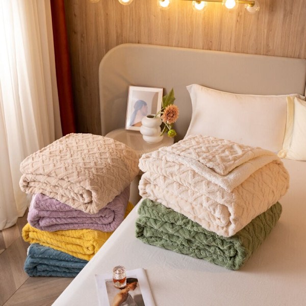 100x150cm Tæppe Sherpa Fleece Kast i Blød og Plysset Uld med Varmende Hår for at Hjælpe Baby med at Sove Bedre Bønne Pasta