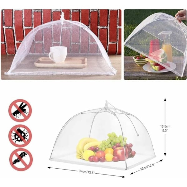 Mattskydd Mattält, 3-pack Vikbara Mattskydd i Mesh, Pop-up Myggnät för Flugor, Insekter, Myggor (Vit, 12 Tum)