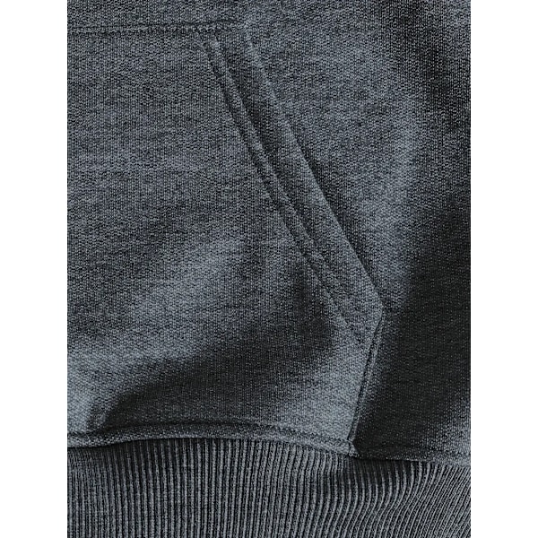 Solid Kænguru Lomme Hoodie, Casual Langærmet Hoodie Til Efterår & Vinter, Damebeklædning Grå grey 4XL