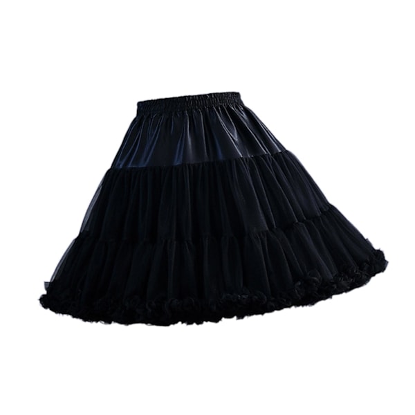 Kvinde Lagdelt Petticoat i Tulle Chiffon Krinoline til Kjole Black 45cm