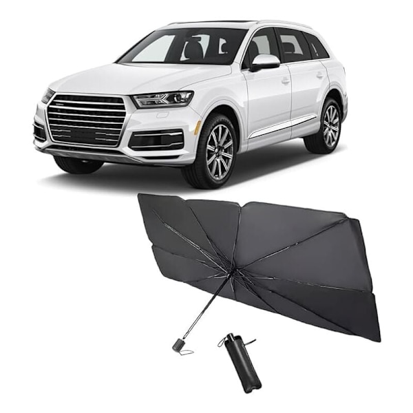 Solskydd för bil, invändigt solskydd för vindruta, hopfällbart solskydd för bil, blockerar 99,9 % av UV-strålar för bil, SUV, lastbil (140 x 79 cm)