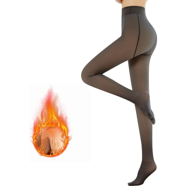 Fleeceforet Tights Ekstra Tykke Varme Vinter Dobbeltforet Termiske Tights med Stræk Falsk Sheer Hud Slim Elastiske Leggings Høj Talje Tights til Kvinder 200g