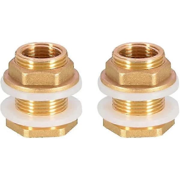 2 Stykker Vandtankforbindelse 3/4 Tommer Premium Messing Regntønde Gennemføring + 2X Gummipakninger Regntønde