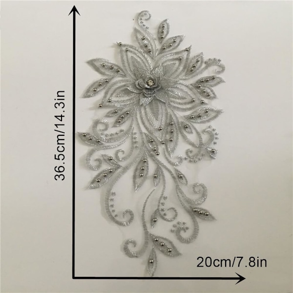 3D Blomsterbroderet Blonde Applikation Lap til Bryllupskjole DIY Syning Håndværk 4 parts