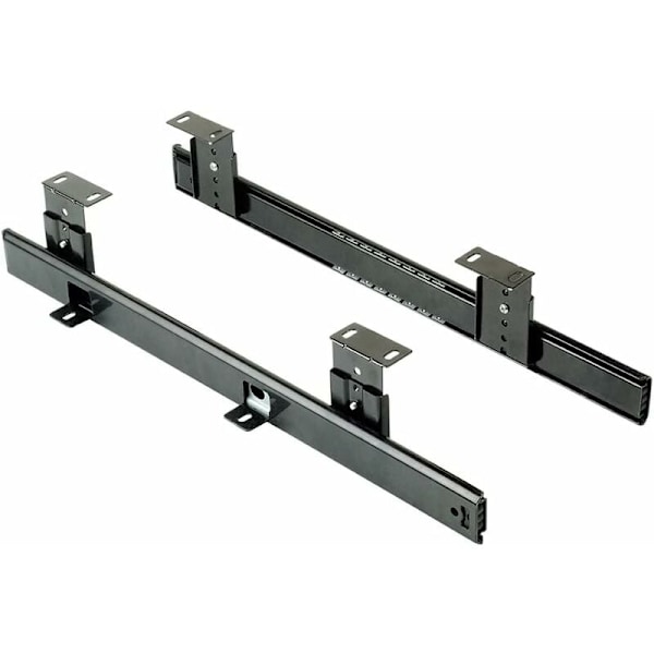 Kullagerglidskenor för Plattform/Hylla under Skrivbord eller Tangentbordslåda, Höjdjusterbart Tangentbordsglidskeneset, Stål, Svart Zinkpläterad, 2-pack