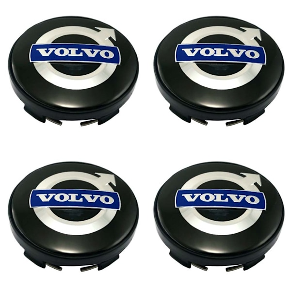 4-Pack - Volvo Navkapslar / Hjulnavsemblem - Bil 70 70 64mm Svart