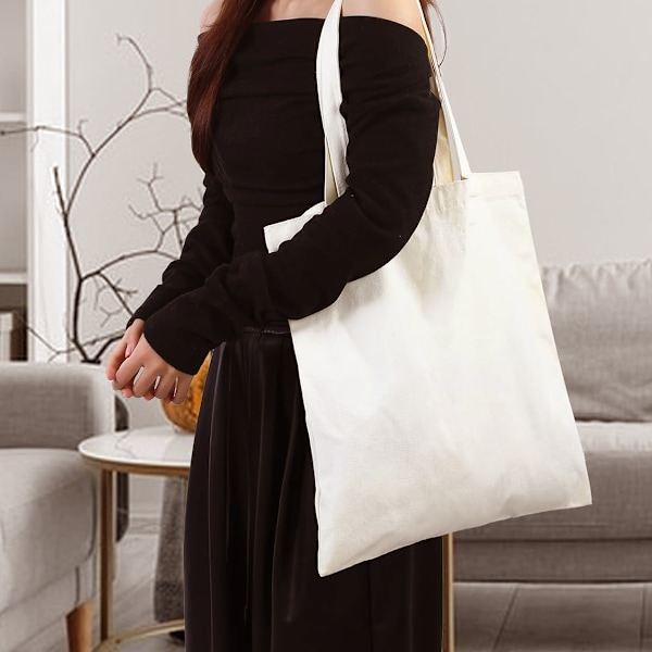 | 2-pakning med økonomiske stoffposer i bomull, lette, mellomstore gjenbrukbare stoffposer, egnet for DIY, reklame, markedsføring, gave,