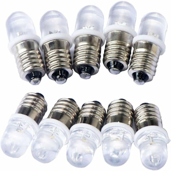 10 stk. E10 12V Spot LED Pærer Varm Hvit