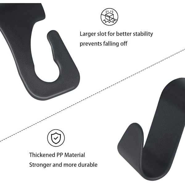 Bilkroge, 6 stk. Bilopbevaringskroge Bagsæde Nakkestøtte Hanger, Universal Bil Håndtaskekroge, Multifunktionelle Heavy Duty Bil Bagsæde Opbevaringskroge Black