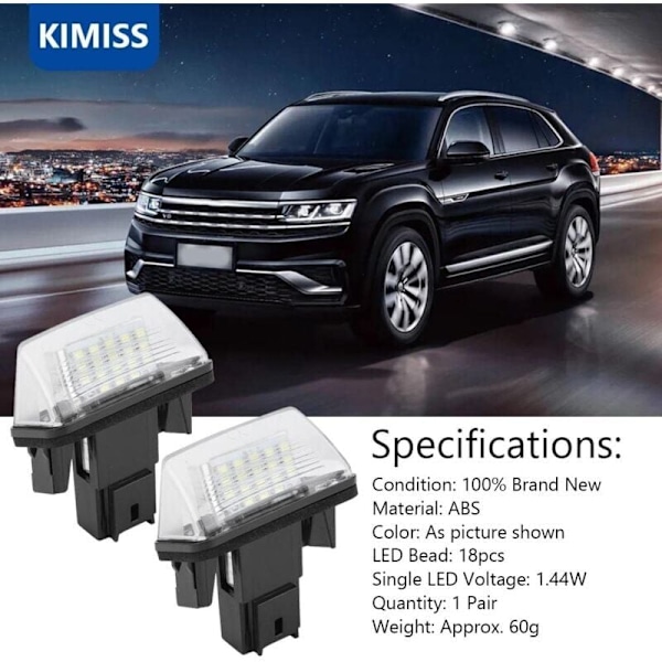 2kpl 18 LED-auton rekisterikilven valo vasen & oikea C3 2002-2009 / BERLINGO / 306 307 406 5008..DEBUNS