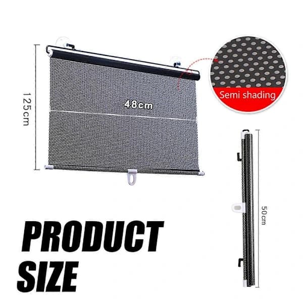 Blackout Roller Blind without Drilling, Retractable Sunshade Roller Blind with Suction Cup, Blackout Curtains, for Car/Office Windows, 50x125cm Lefou