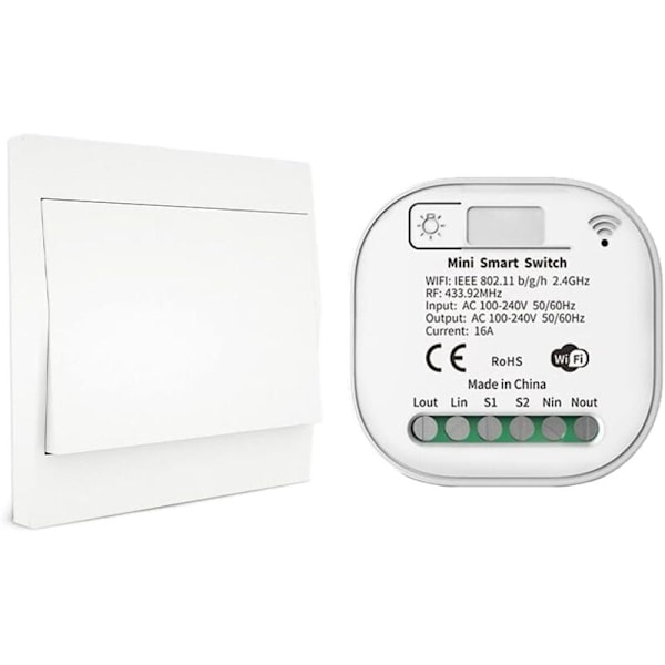 RF433 og WiFi Trådløs Fjernkontroll Lysbryter, 1 Bryter 1 Mottaker Kit