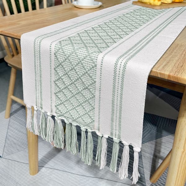 Bordløber Enkel Frynser Bordflag GRÅ STIL 2 STIL 2 grå stil 2-stil 2 grey style 2-style 2