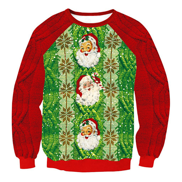Juletrøje til kvinder, langærmet, julemønster Rød Krave Julemand Red Collar Santa M