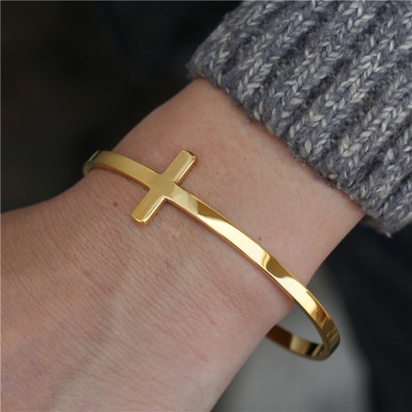IC Cross Cuff Armbånd, Rustfritt stål åpent