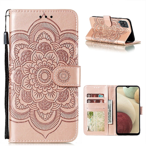 Imprint Mandala Stand for Samsung Galaxy A12 Leather Case