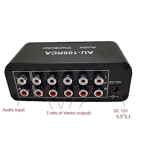 Stereo Audio Mixer 1 Input 5 Output Monikanavainen äänenlähteen jakaja RCA-liitäntä vahvistimelle