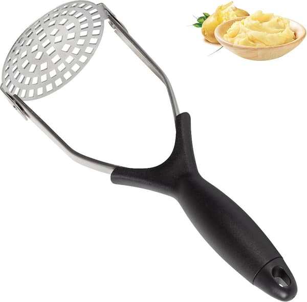 Potatispress, Matkvarn, Rostfritt Stål Non-Stick, 29.5cm, Svart