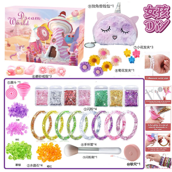 Barnens Makeup Blind Box DIY Kosmetik Nagelsalong Flickdocka Kläder Jul Handriven Nedräkningskalender ST-036 Glitter Bracelet