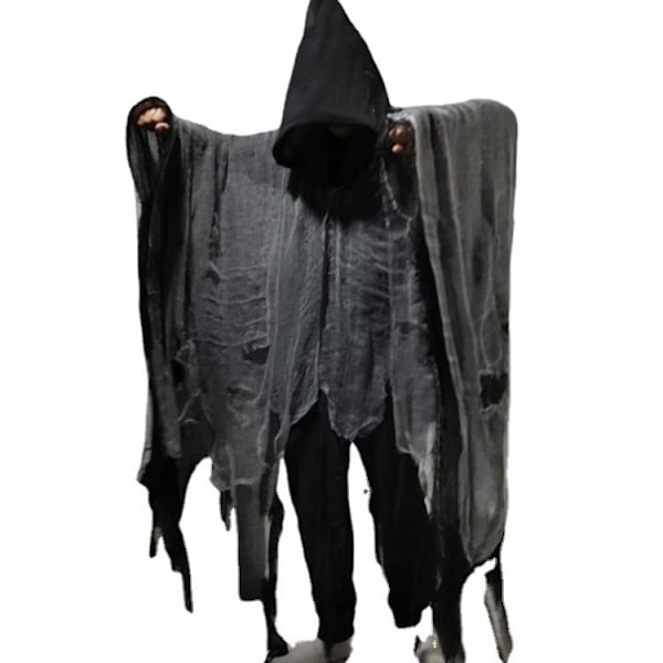 Halloween-viitta aikuisten ja lasten zombipukuun, kalloviitta rekvisiitta kauhuhaamu tie MJ51 One Size grey